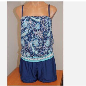 NWT 24th & Ocean by VM Swimsuit Bikini Tankini 2 pc set Sz S Navy Shorts Bandeau